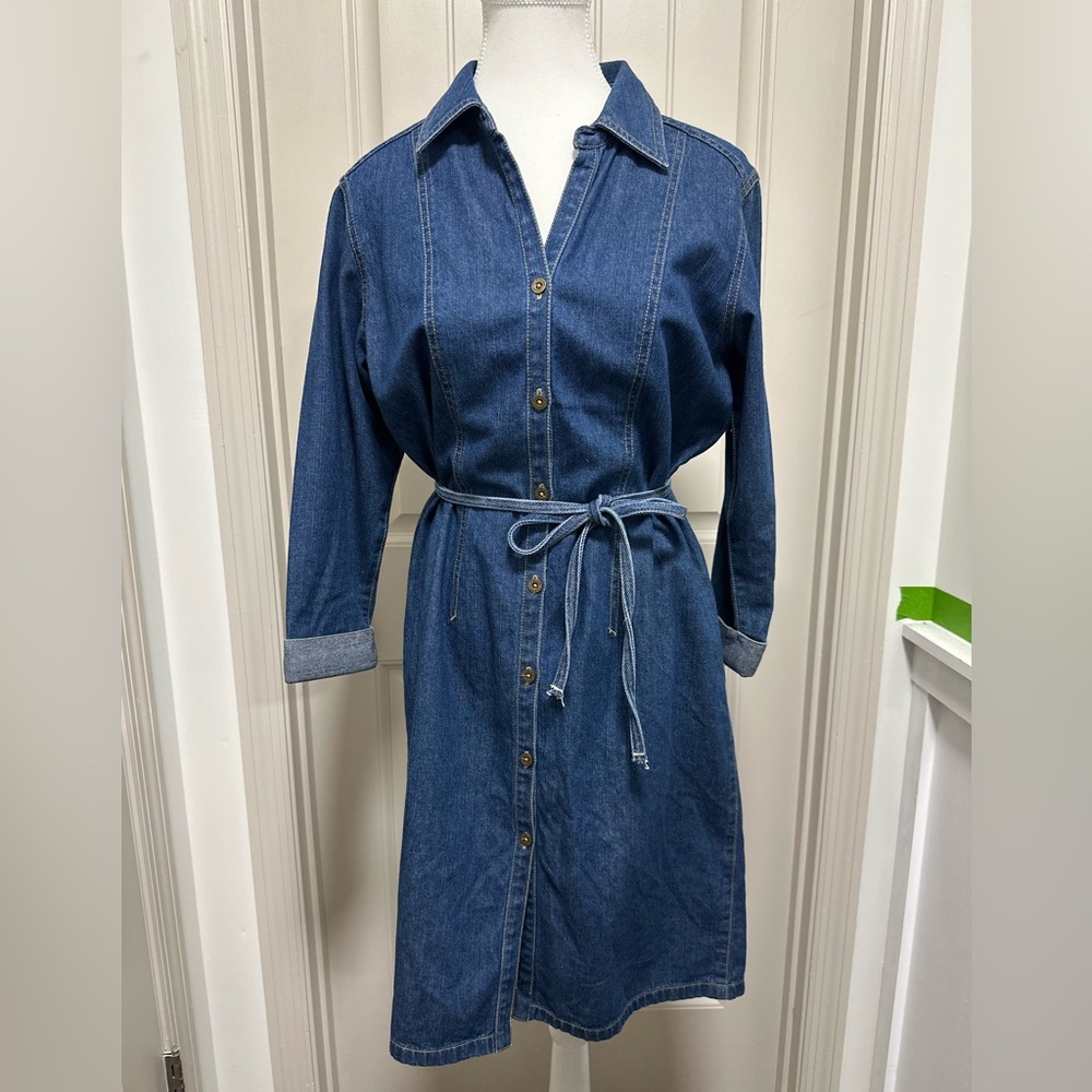 Liz Claiborne Dark Blue Long Sleeve Denim Dress